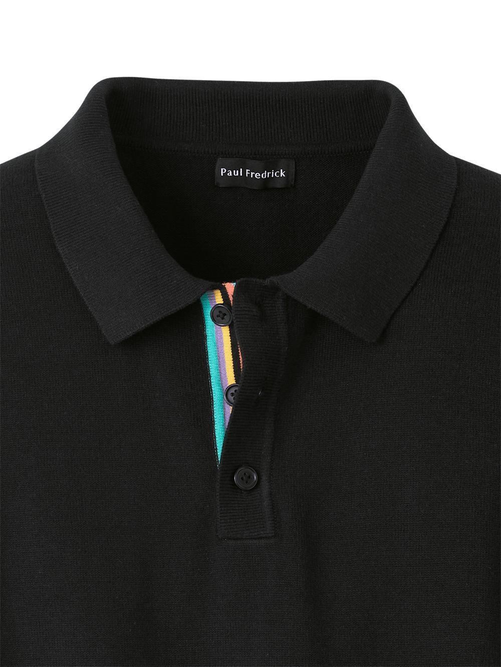 Cotton Three Button Polo - Black Product Image