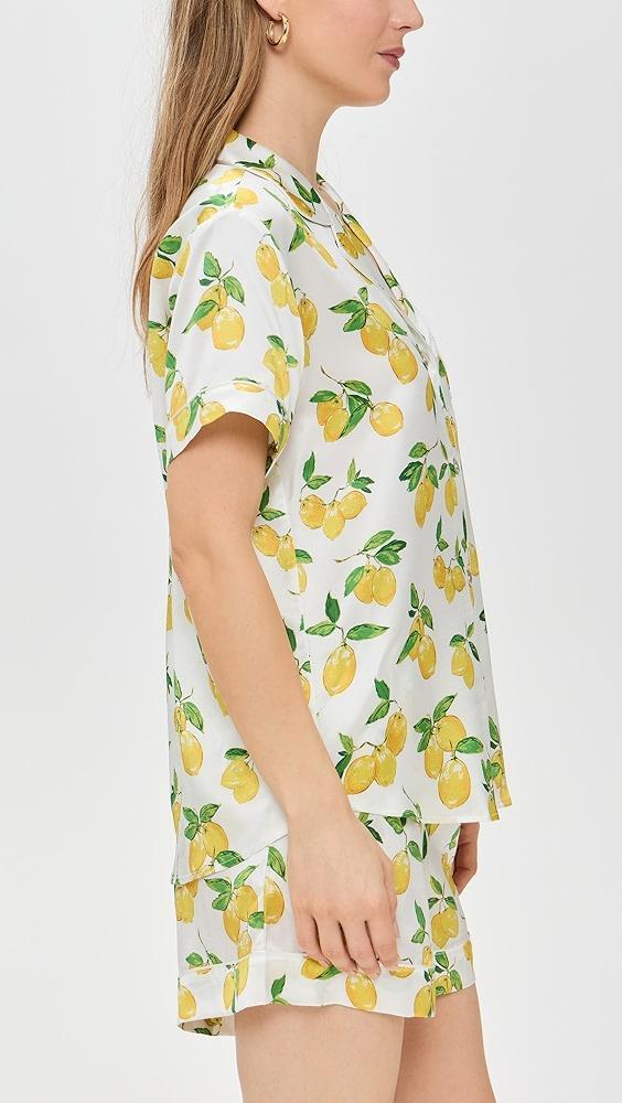 Petite Plume Silk Classic Short Set in Amalfi Lemons | Shopbop Product Image