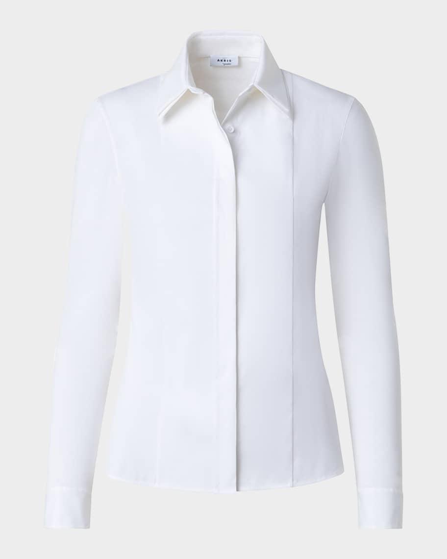 Womens Cotton-Blend Long-Sleeve Blouse Product Image