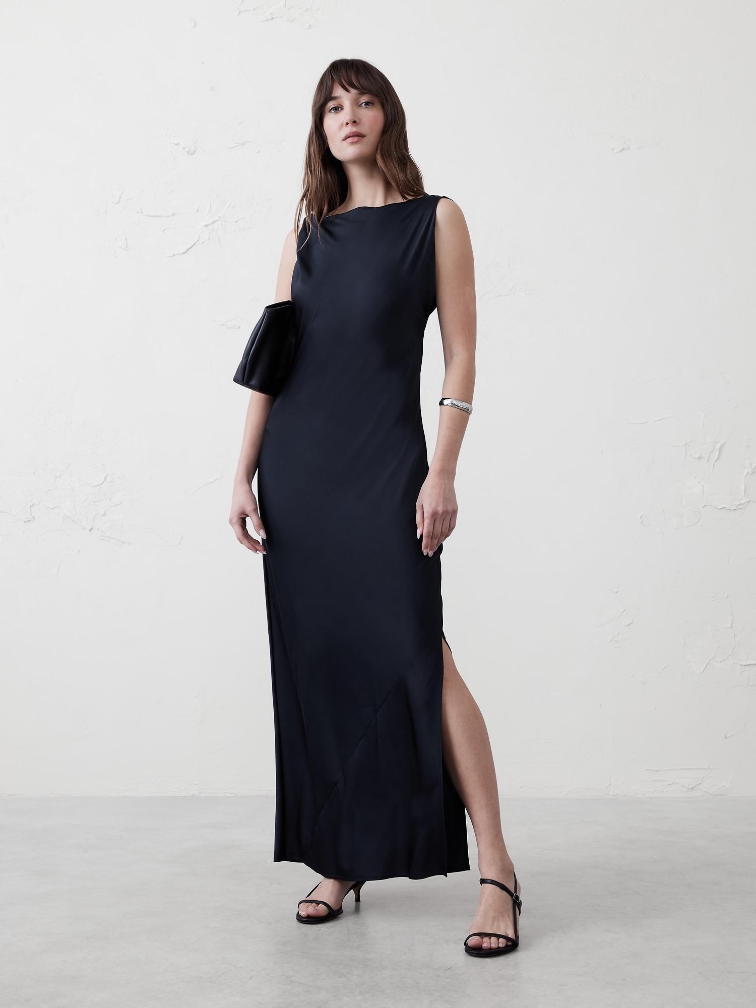 Satin Twist Shoulder Maxi Dress Product Image