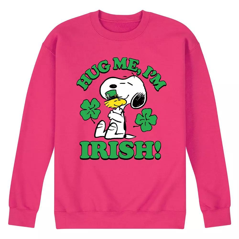 Men's Peanuts Hug Me I'm Irish Long Sleeve, Size: XL, Pink Product Image