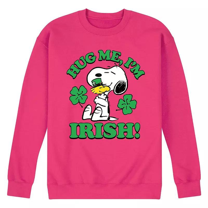 Men's Peanuts Hug Me I'm Irish Long Sleeve, Size: XL, Pink Product Image