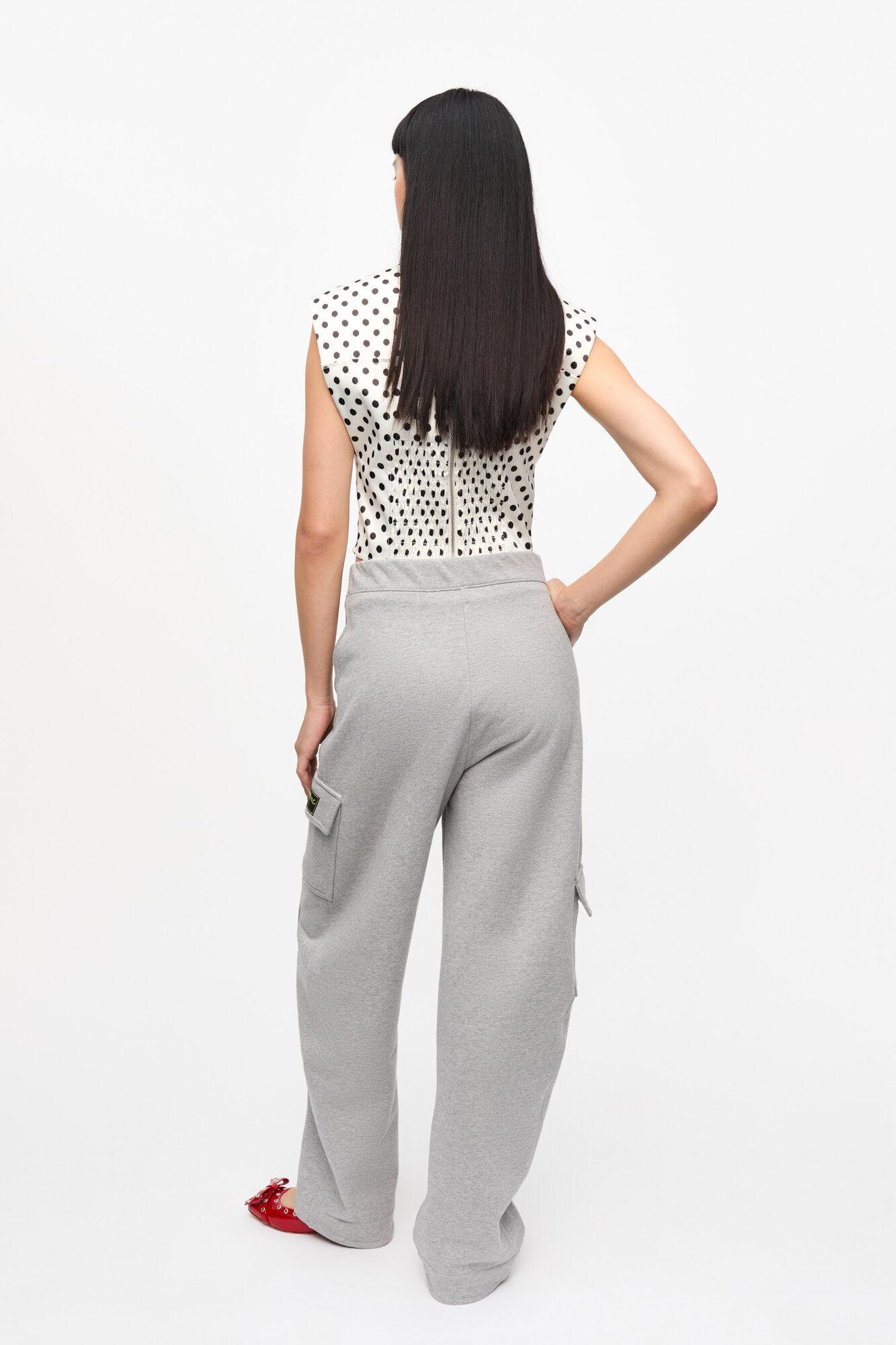 Grey Heavy Terry Curved Pants Product Image