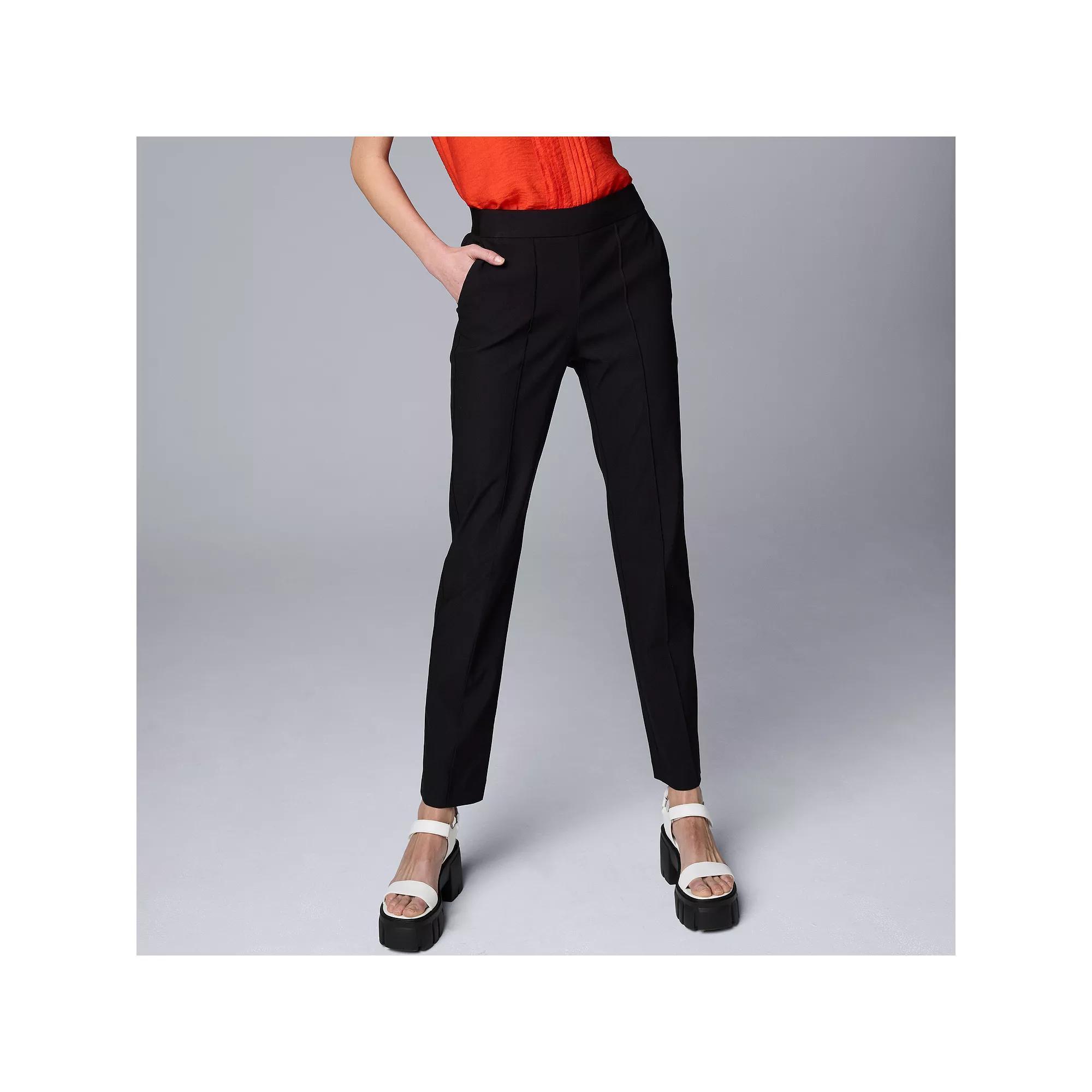 Women's Simply Vera Vera Wang Pintuck Slim Straight Pants, Size: Medium, Black Product Image