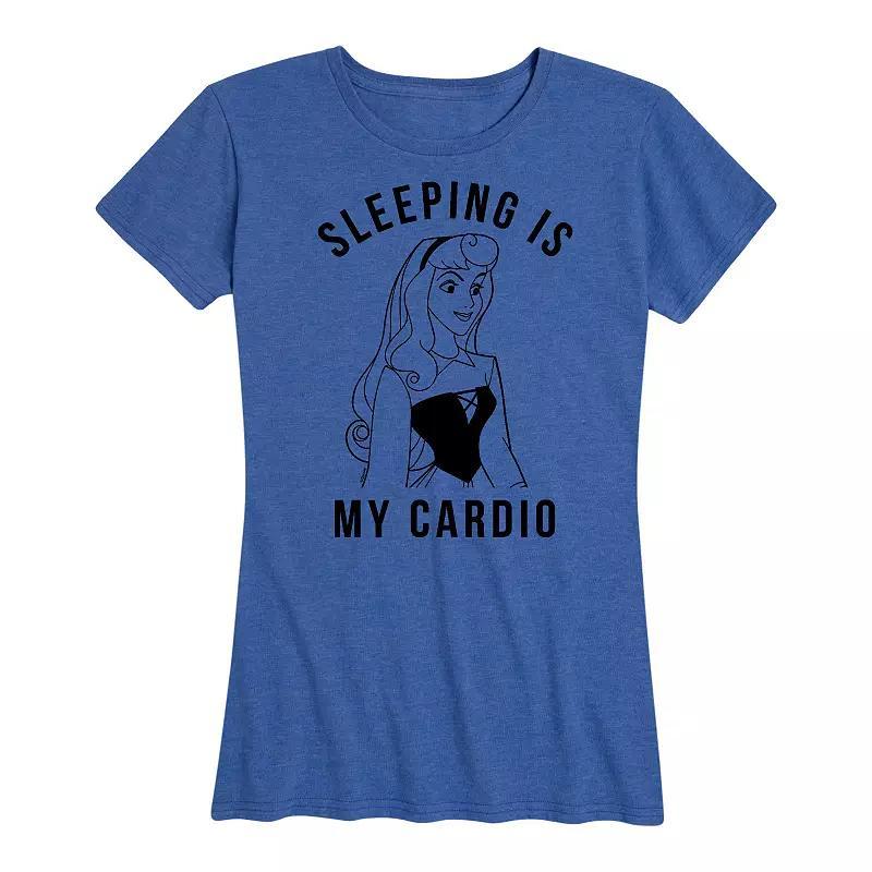 Disney Princess Aurora Women's Sleeping Is My Cardio Graphic Tee, Girl's, Size: XXL, Grey Royal Blue Product Image