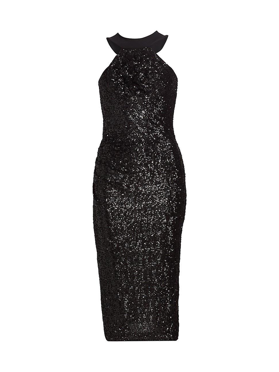 Womens Akike Sequined Halter Cocktail Dress Product Image
