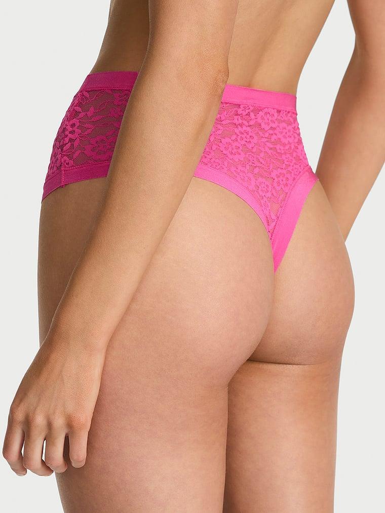 No-Show High-Waist Lace Thong Panty Product Image