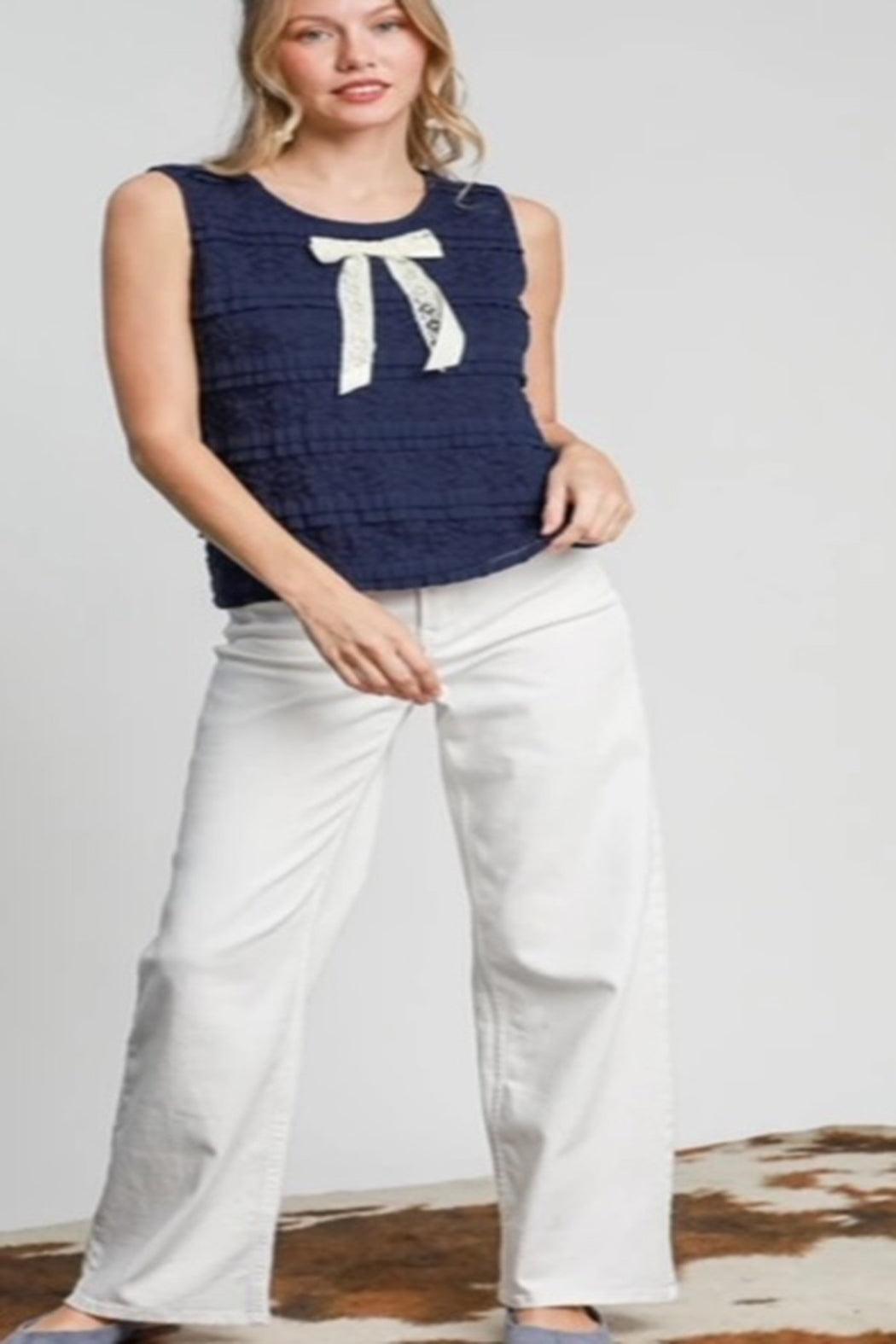 Navy Textured Top Product Image