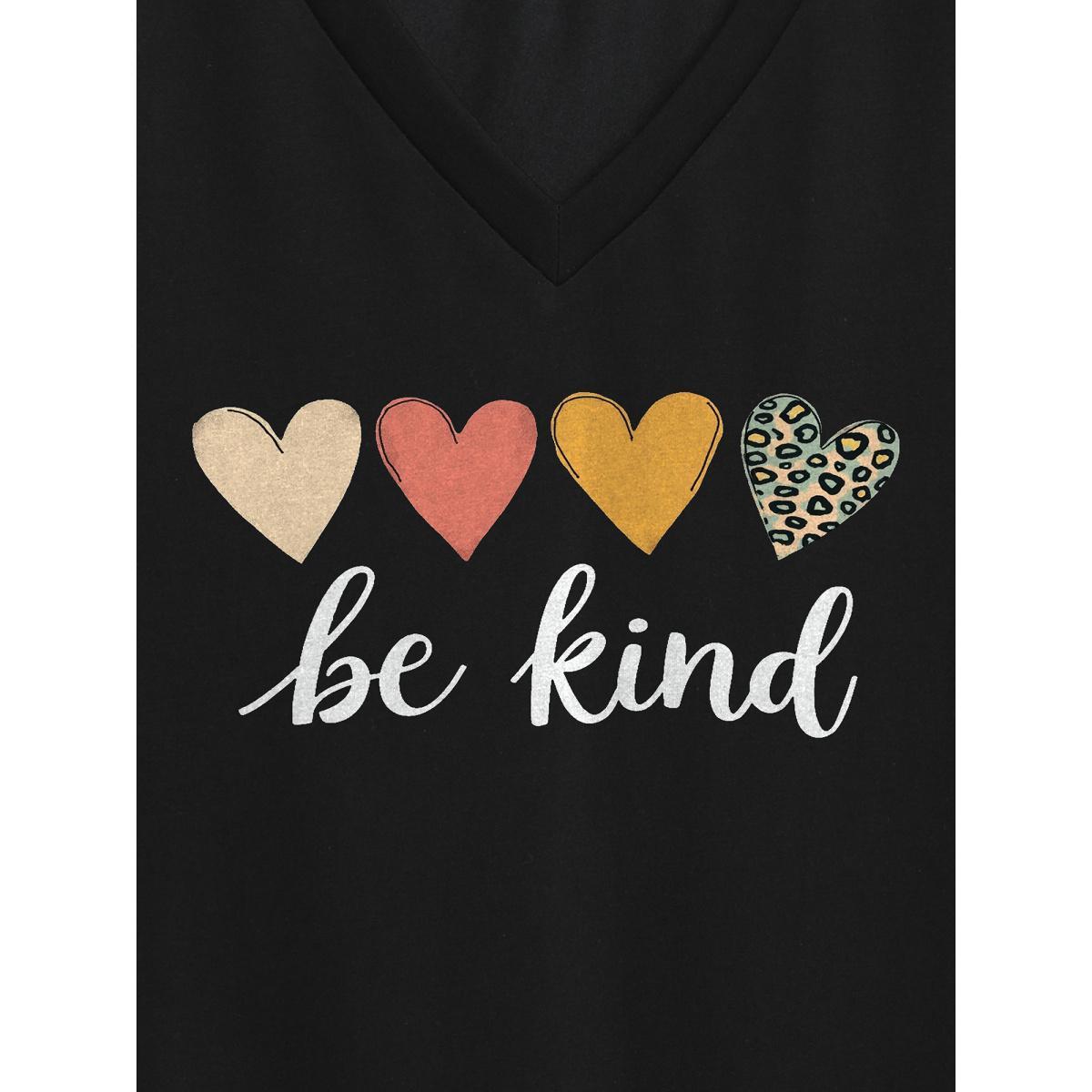 Plus Size Be Kind Pattern Crewneck T-Shirt Black Women Non Positive slogan V-neck Everyday-Casual T-shirts BloomChic 18-20/2X Product Image