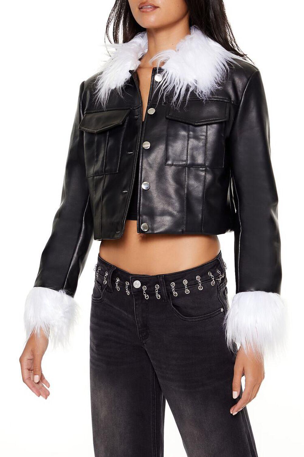 Faux Fur & Leather Trucker Jacket | Forever 21 Product Image