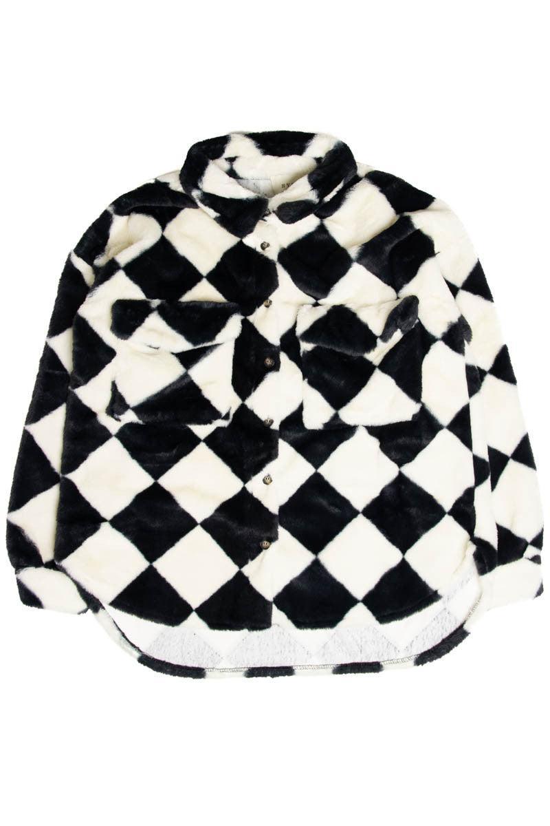 Fur Checker Print Shacket Product Image