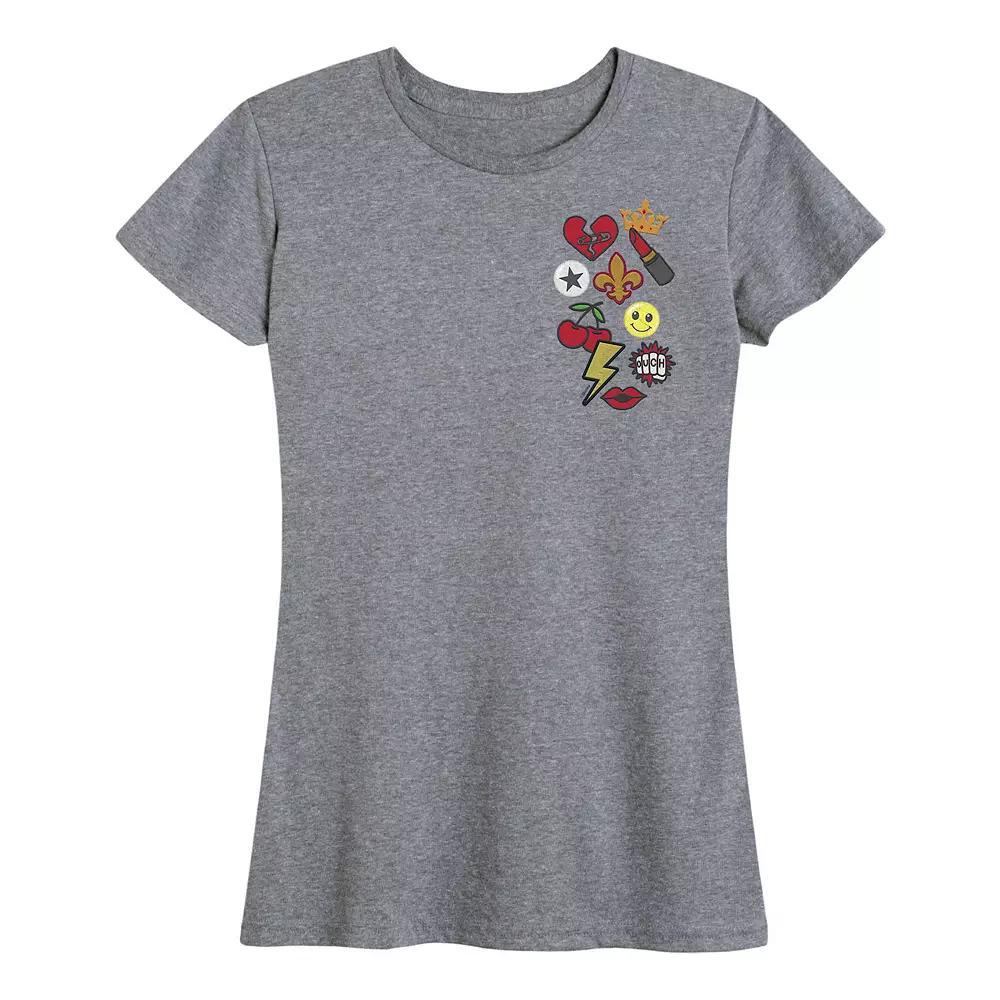 Disney's Cruella Women's Patches Graphic Tee, Size: Small, Grey Gray Product Image