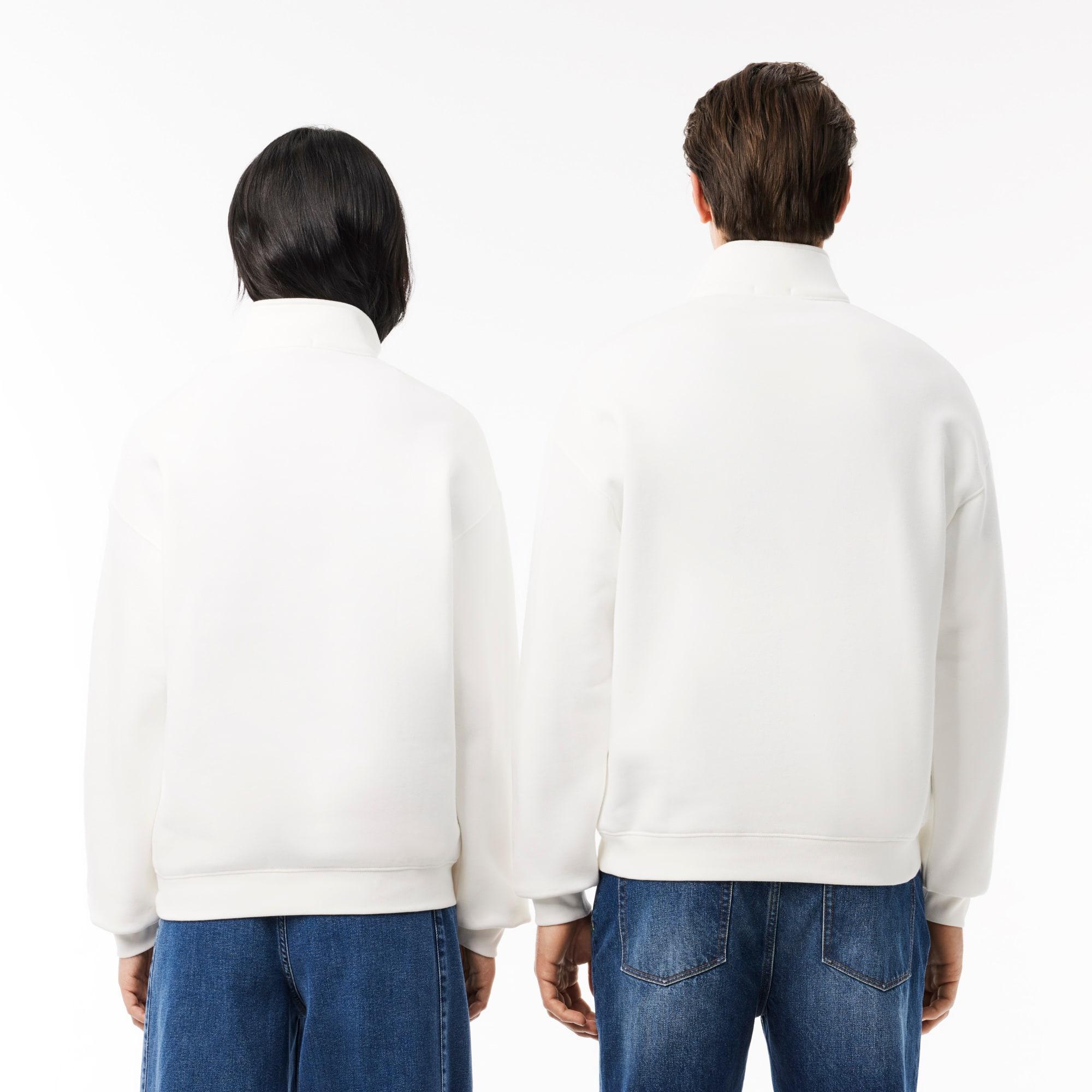 Loose Fit Zip Neck Badge Accent Sweatshirt Product Image