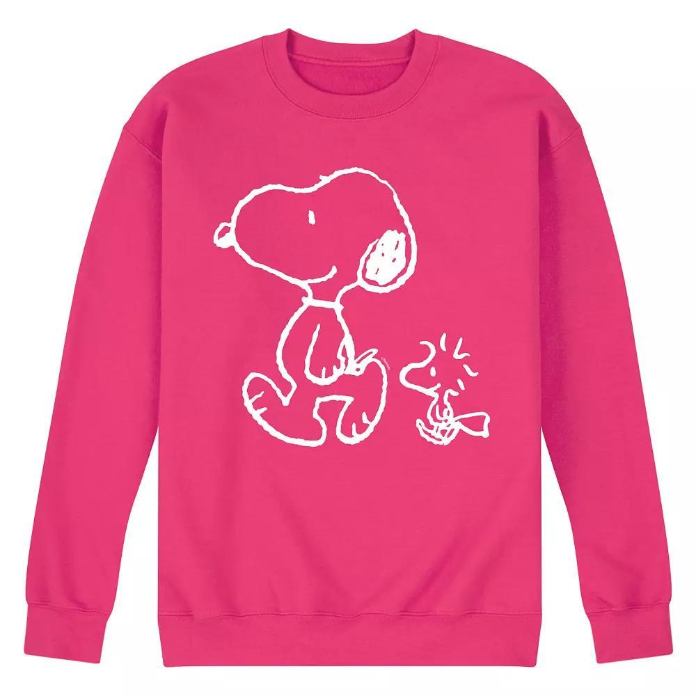 Men's Peanuts Snoopy Woodstock Fleece Sweatshirt, Size: XL, Pink Product Image