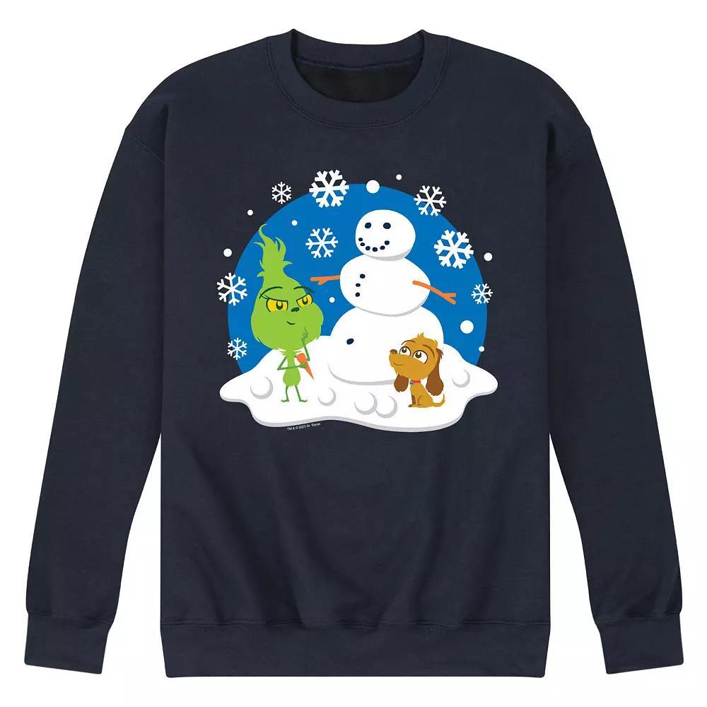 Men's Dr. Seuss The Grinch Building Snowman Fleece Sweatshirt,  Product Image