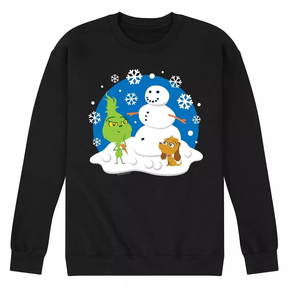 Men's Dr. Seuss The Grinch Building Snowman Fleece Sweatshirt,  Product Image