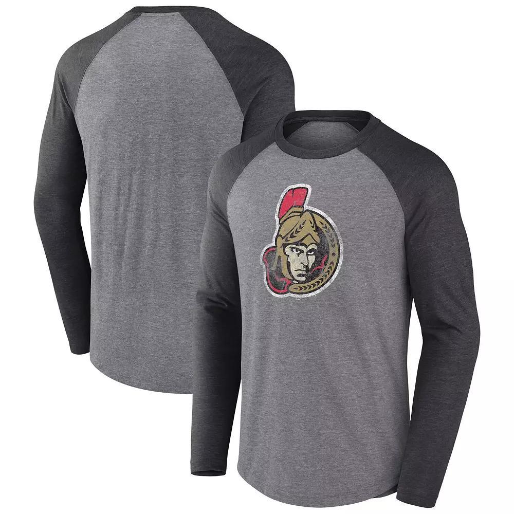 Men's Fanatics Heather Gray Ottawa Senators Special Edition Long Sleeve Tri-Blend Raglan T-Shirt, Size: XL, Sen Grey Product Image