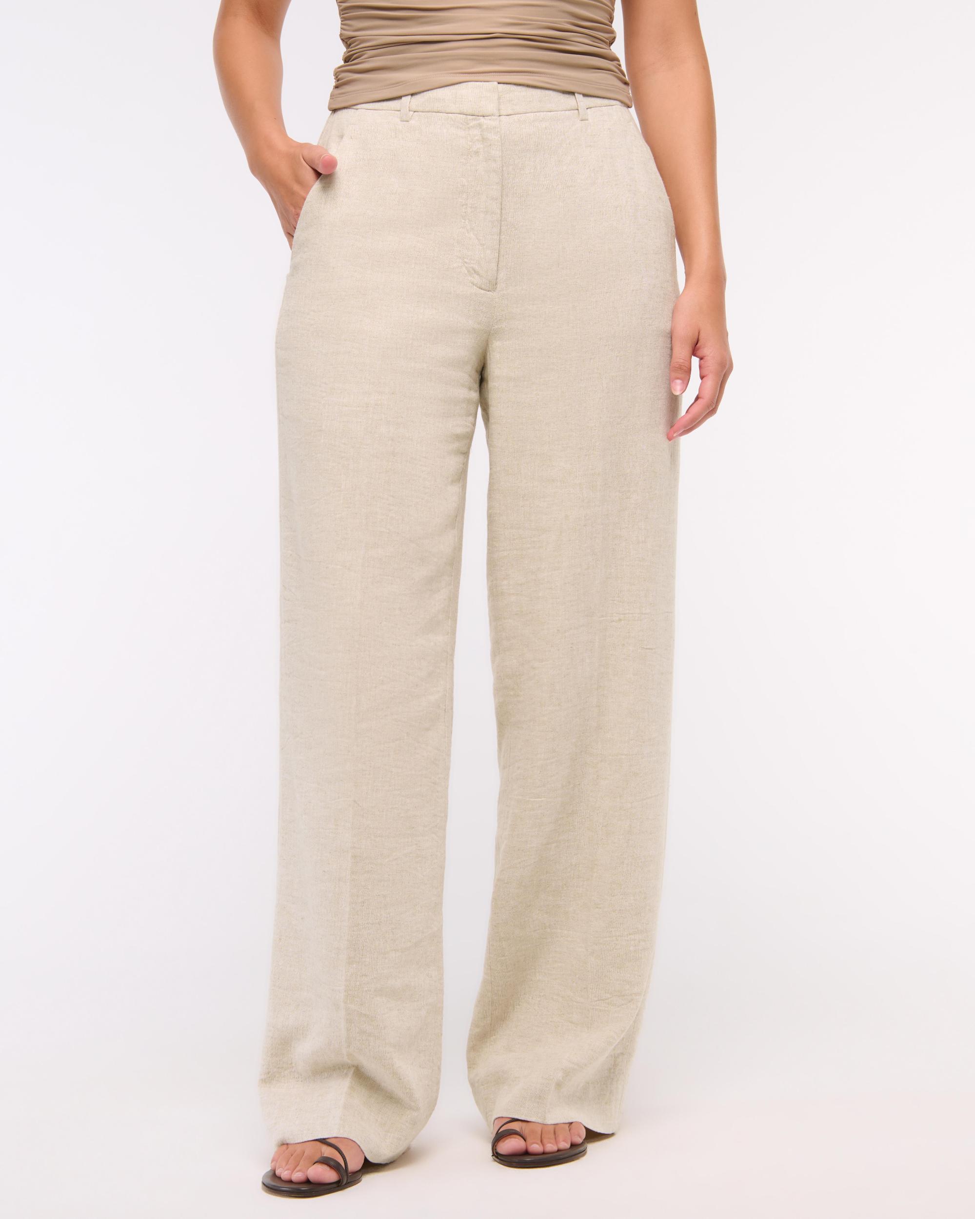 Curve Love Tailored Linen-Blend Wide Leg Pant Product Image