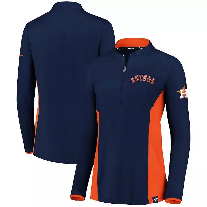 Women's Fanatics Branded Navy Houston Astros Iconic Marble Clutch Blade Collar Half-Zip Pullover Jacket, Size: Small, Blue Product Image