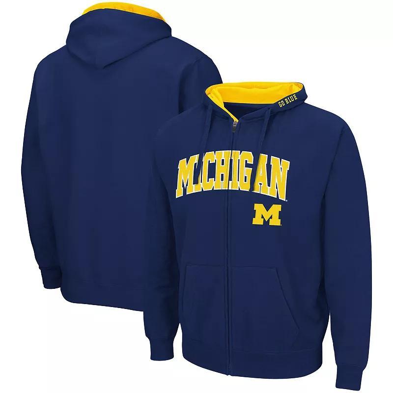 Mens Colosseum Michigan Wolverines Arch & Logo 3.0 Full-Zip Hoodie Blue Product Image