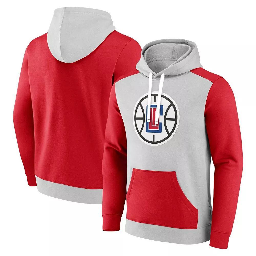 Men's Fanatics Branded Gray/Red LA Clippers Arctic Colorblock Pullover Hoodie, Size: Medium, Grey Product Image