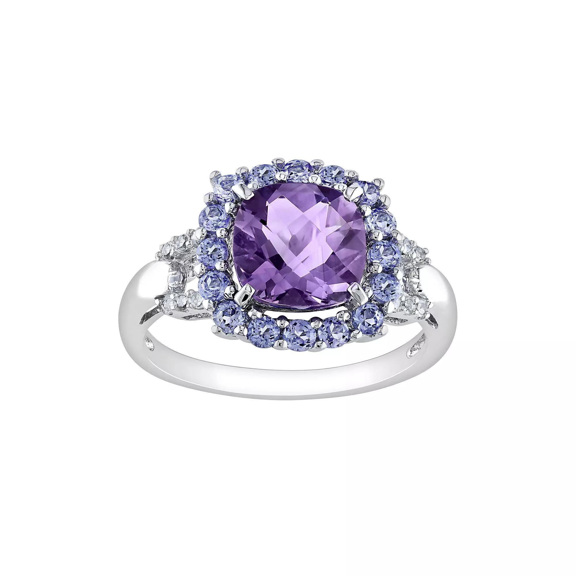 Stella Grace Sterling Silver Amethyst, Tanzanite and Diamond Accent Frame Ring, Women's, Size: 8.50, Purple Product Image