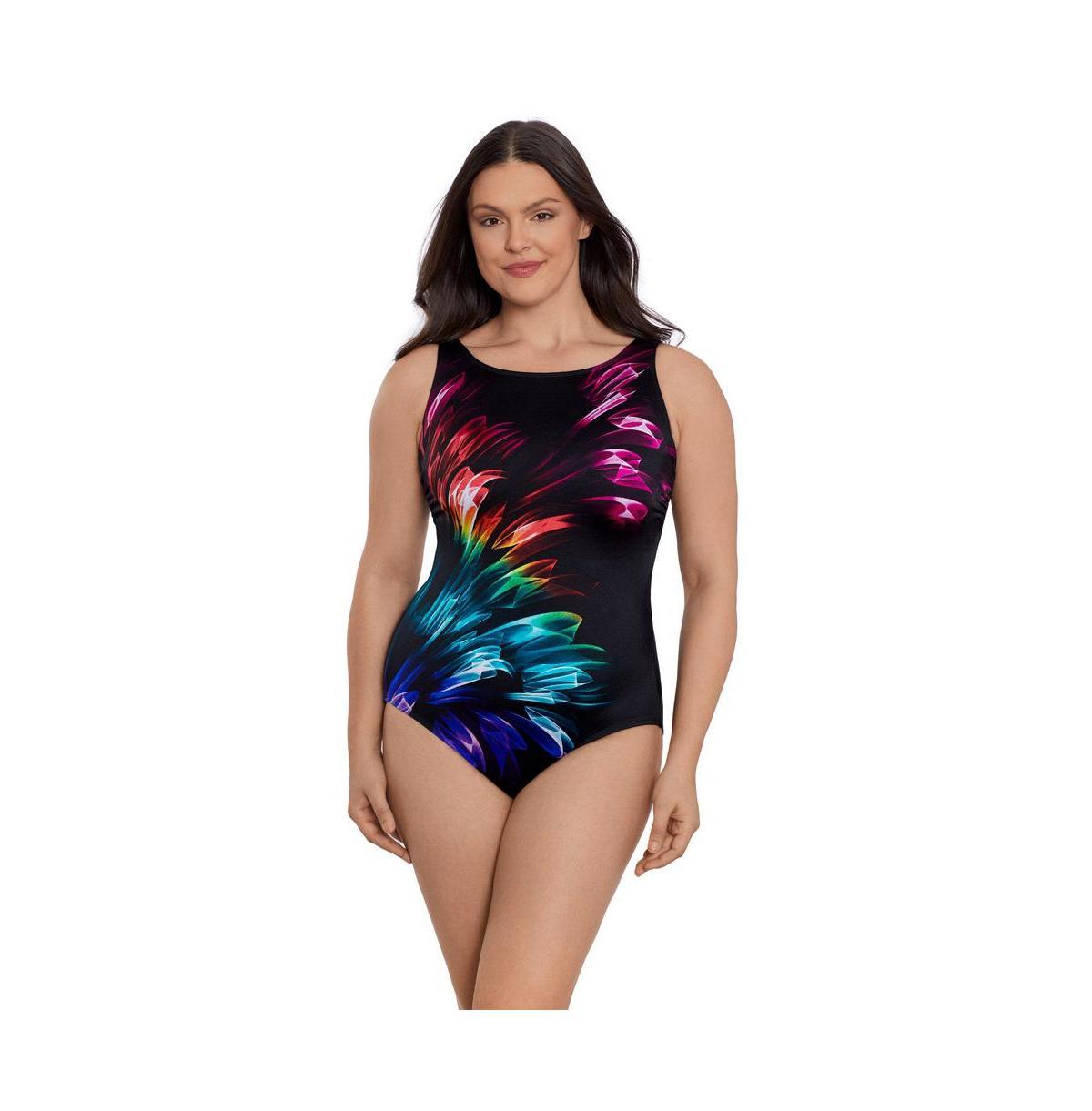 Longitude Womens Panel Scoopback Highneck One-Piece Swimsuit Product Image