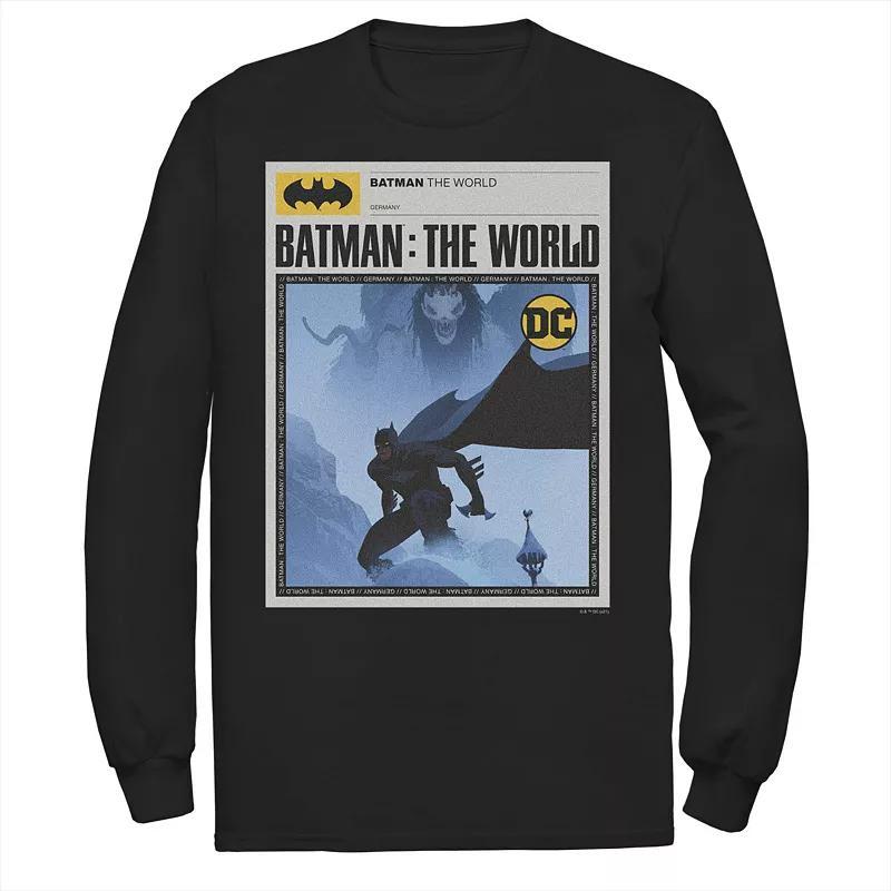 Men's Batman: The World Germany News Poster Tee, Boy's, Size: Medium, Black Product Image