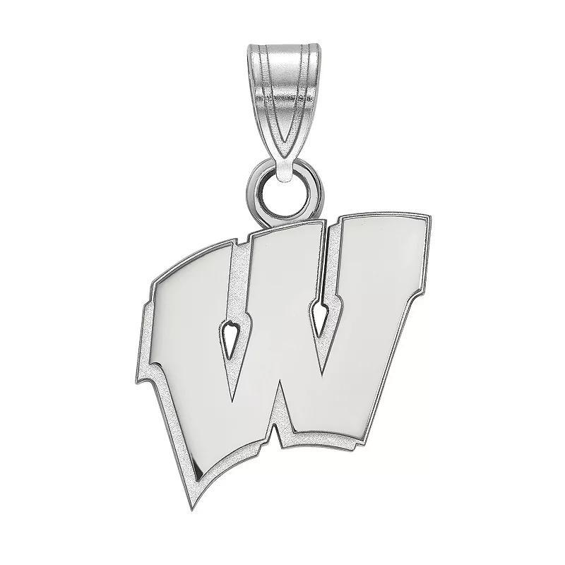 LogoArt 10k White Gold Wisconsin Badgers Pendant, Womens Product Image