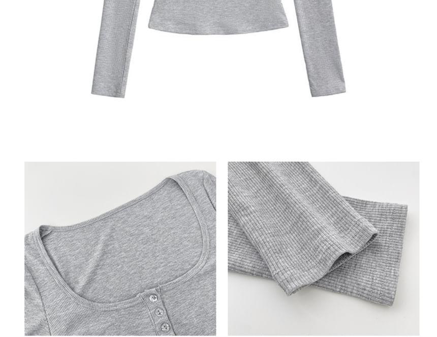 Long-Sleeve Wide-Neck Skinny T-Shirt Product Image