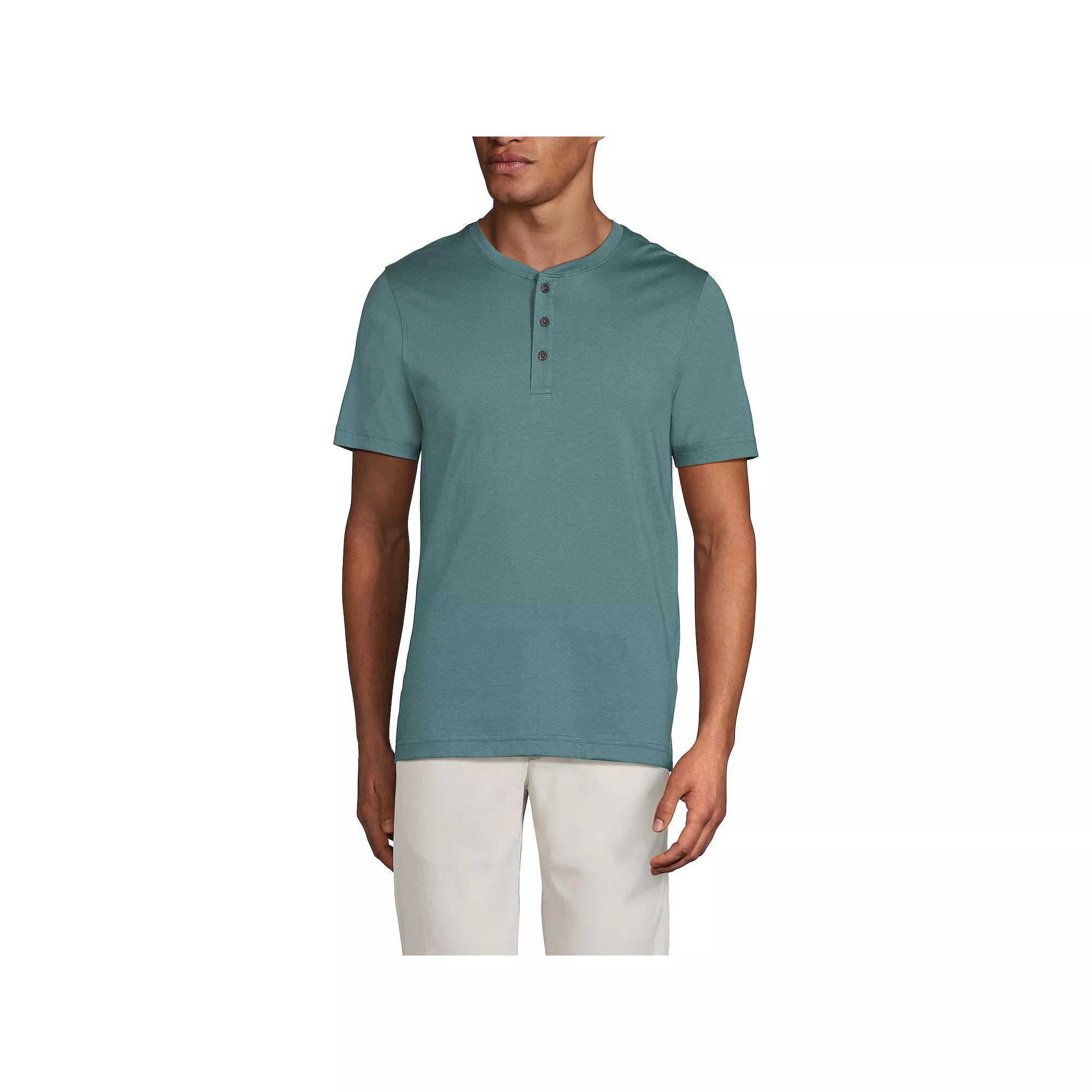 Men's Lands' End Short Sleeve Supima Jersey Henley Top,  Product Image