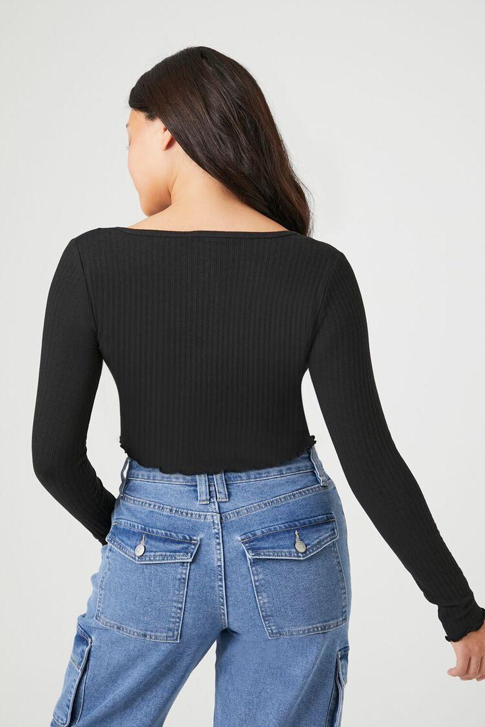 Pointelle Lettuce-Edge Crop Top | Forever 21 Product Image