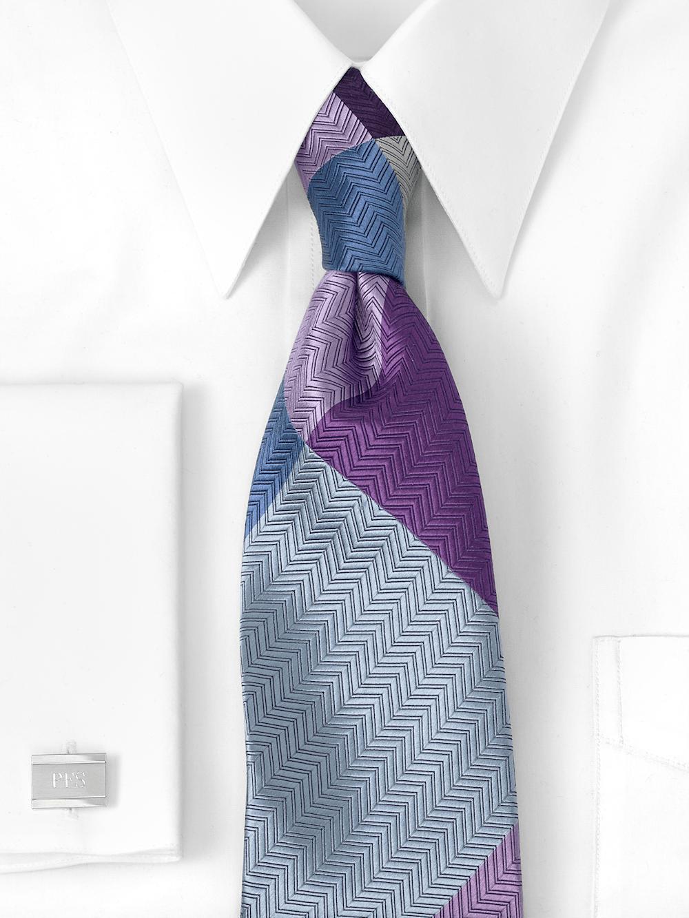 Patchwork Woven Silk Tie - Purple Multi Product Image