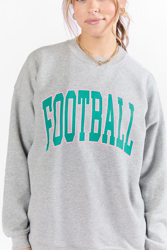 Football Block Light Grey Oversized Graphic Sweatshirt Product Image