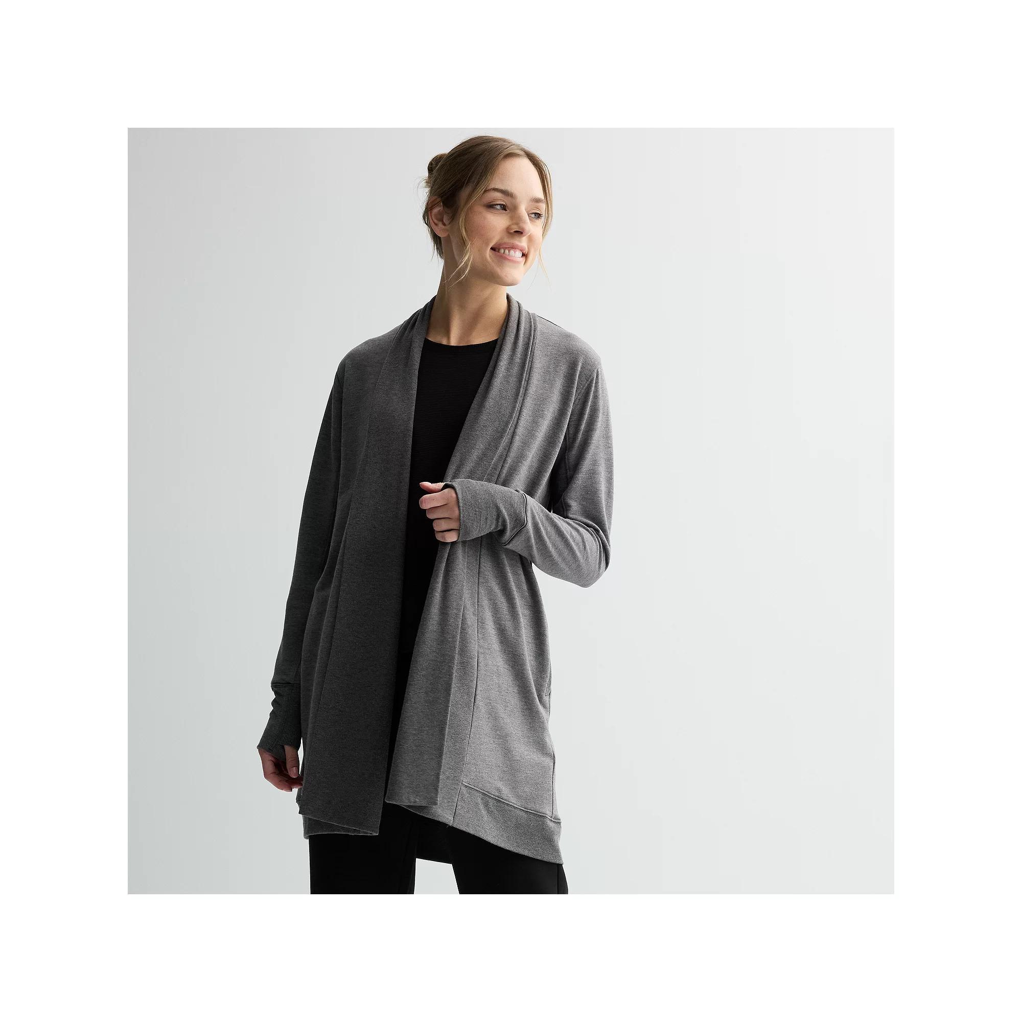 Women's Tek Gear French Terry Long Wrap, Size: Medium, Grey Gray Product Image
