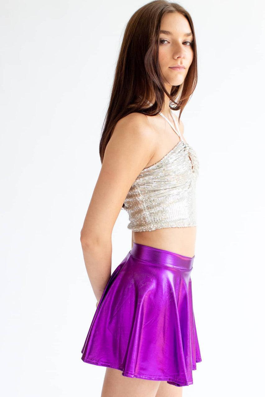 Champagne Sequin Ruched Neck Halter Top Product Image