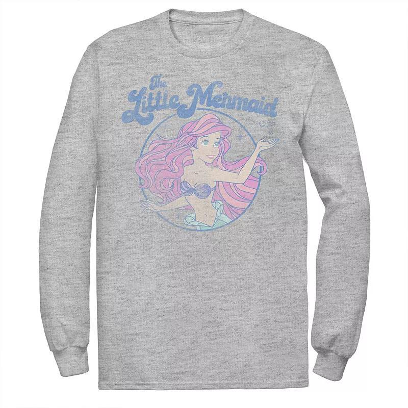 Disney's The Little Mermaid Ariel Men's Distressed Circle Portrait Tee, Size: XL, Athletic Grey Product Image