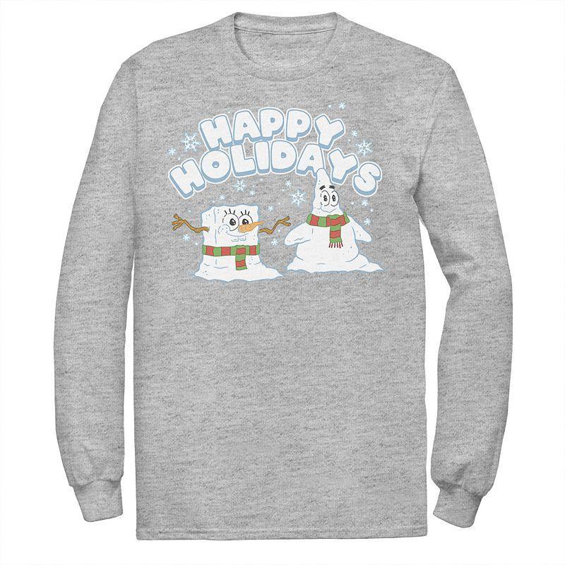 Men's Nickelodeon Spongebob Squarepants Patrick Star Snowmen Happy Holidays Long Sleeve Graphic Tee, Size: Large, White Product Image