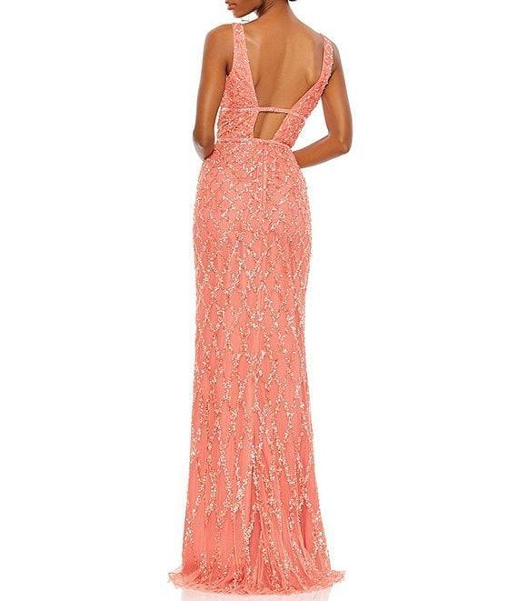 Mac Duggal Sequined Deep V-Neck Sleeveless Gown Product Image