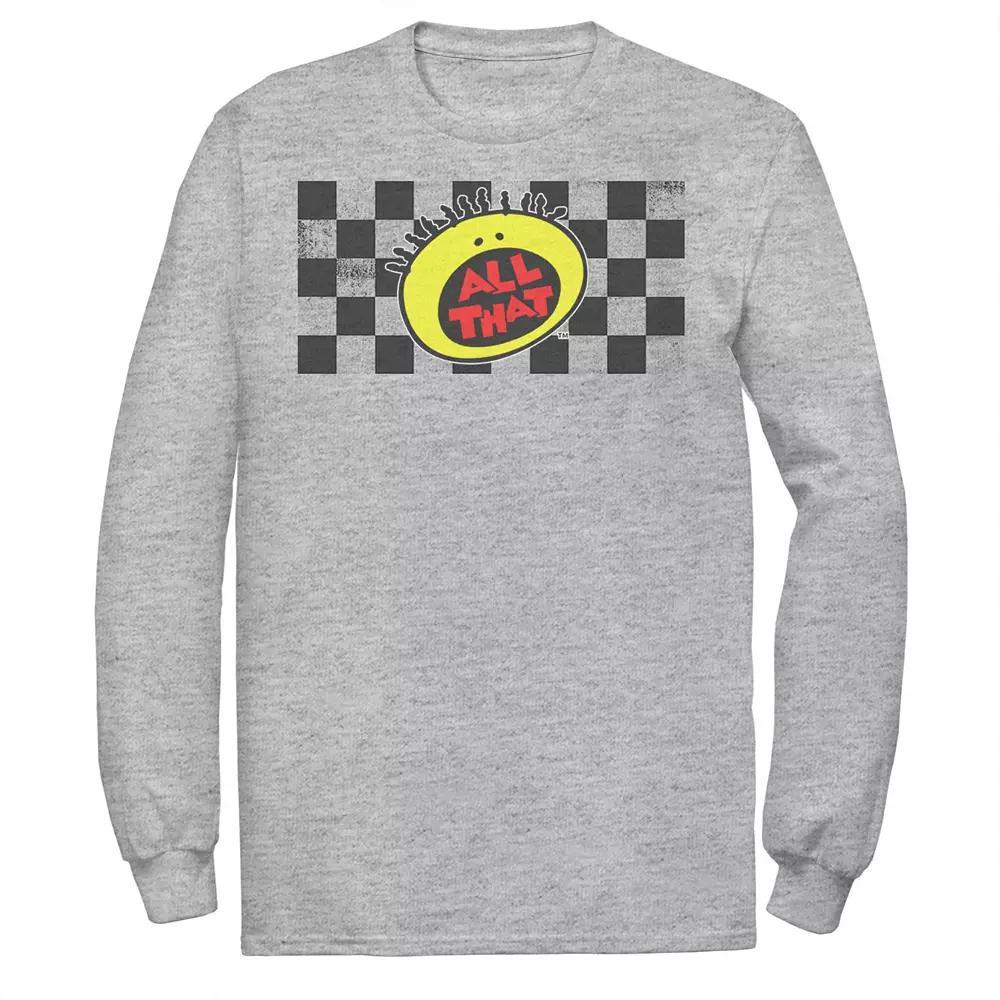 Men's Nickelodeon All That Checkered Logo Panel Long Sleeve Graphic Tee,  Product Image