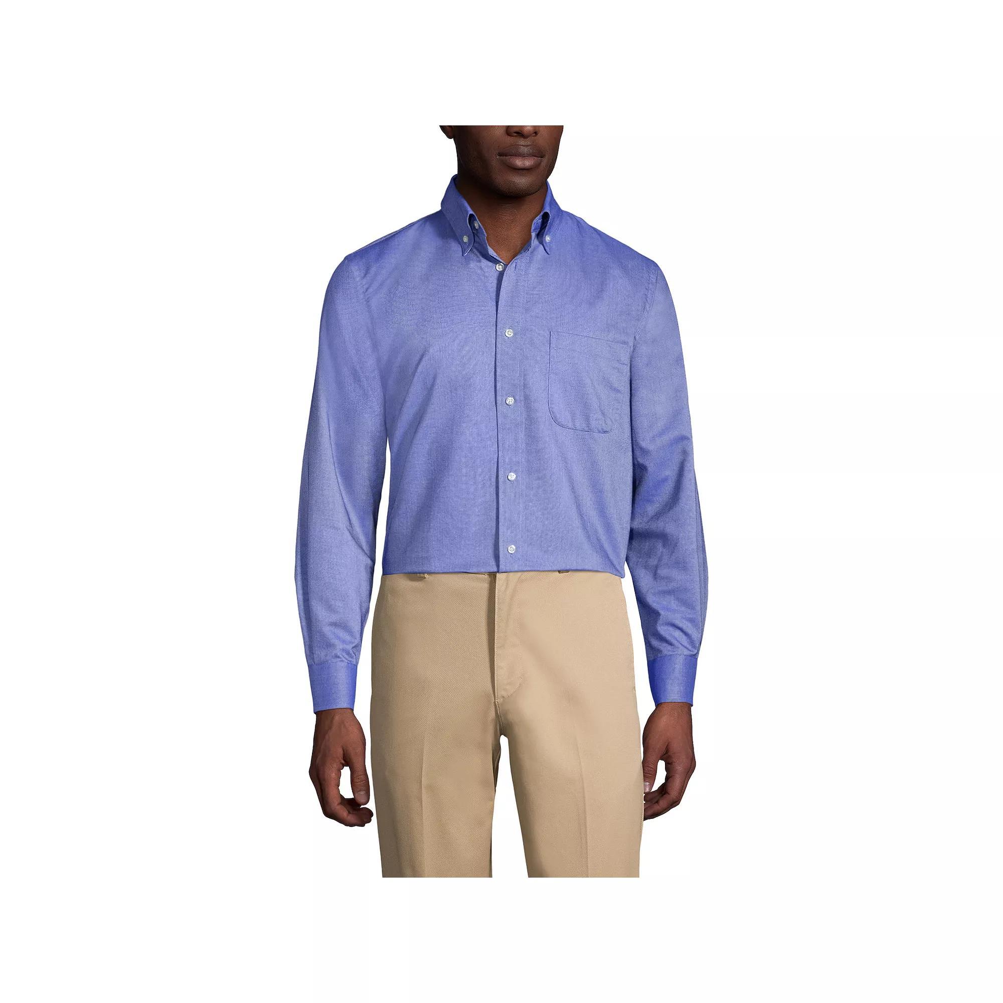 Men's Lands' End School Uniform Long Sleeve Solid Oxford Dress Shirt,  Product Image
