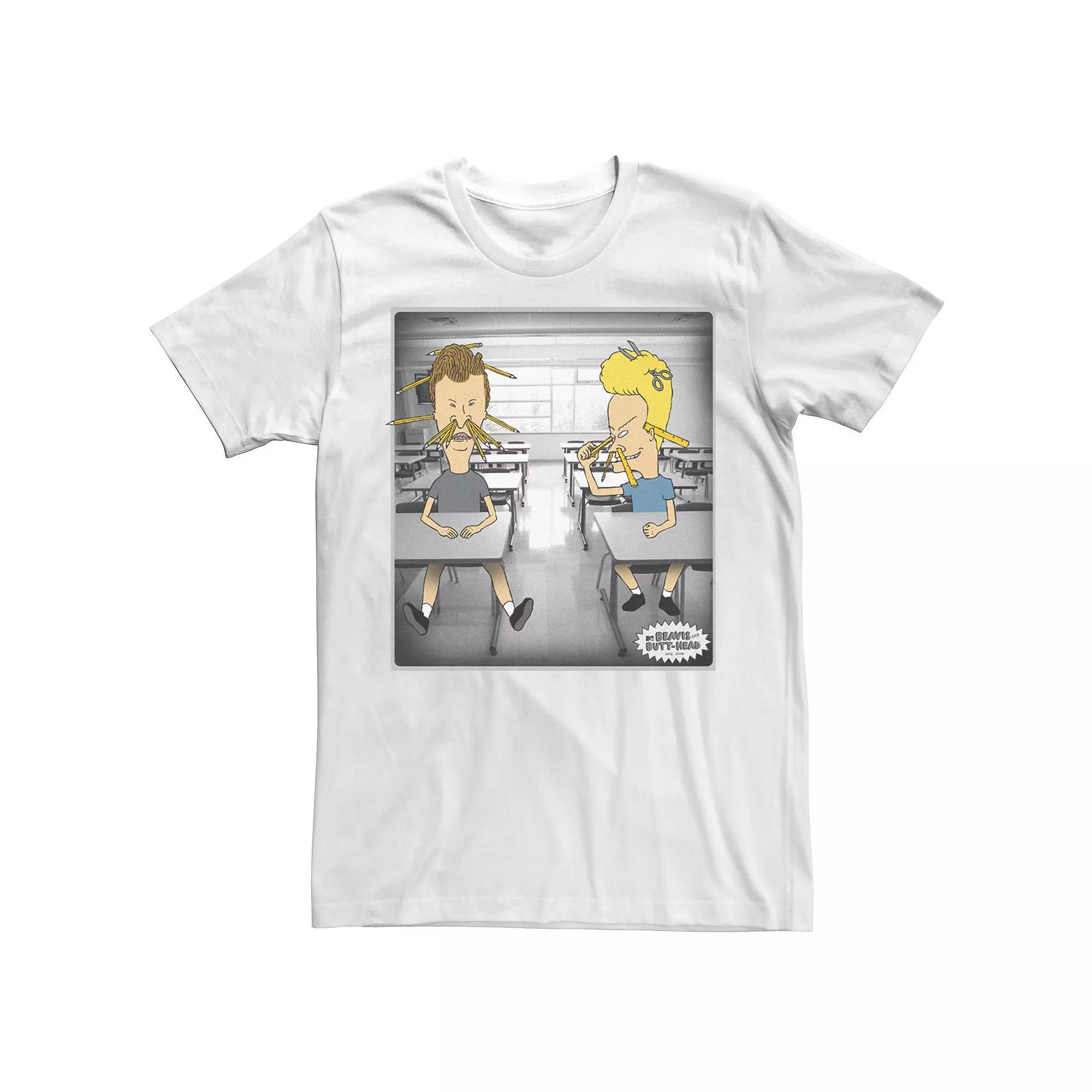 Men's Beavis And Butthead Classroom Short Sleeve Tee, Size: Medium, White Product Image