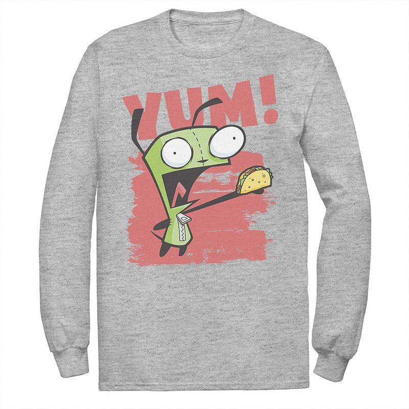 Men's Nickelodeon Invader Zim Gir Screaming Yum! Taco Portrait Long Sleeve Graphic Tee, Size: Small, White Product Image