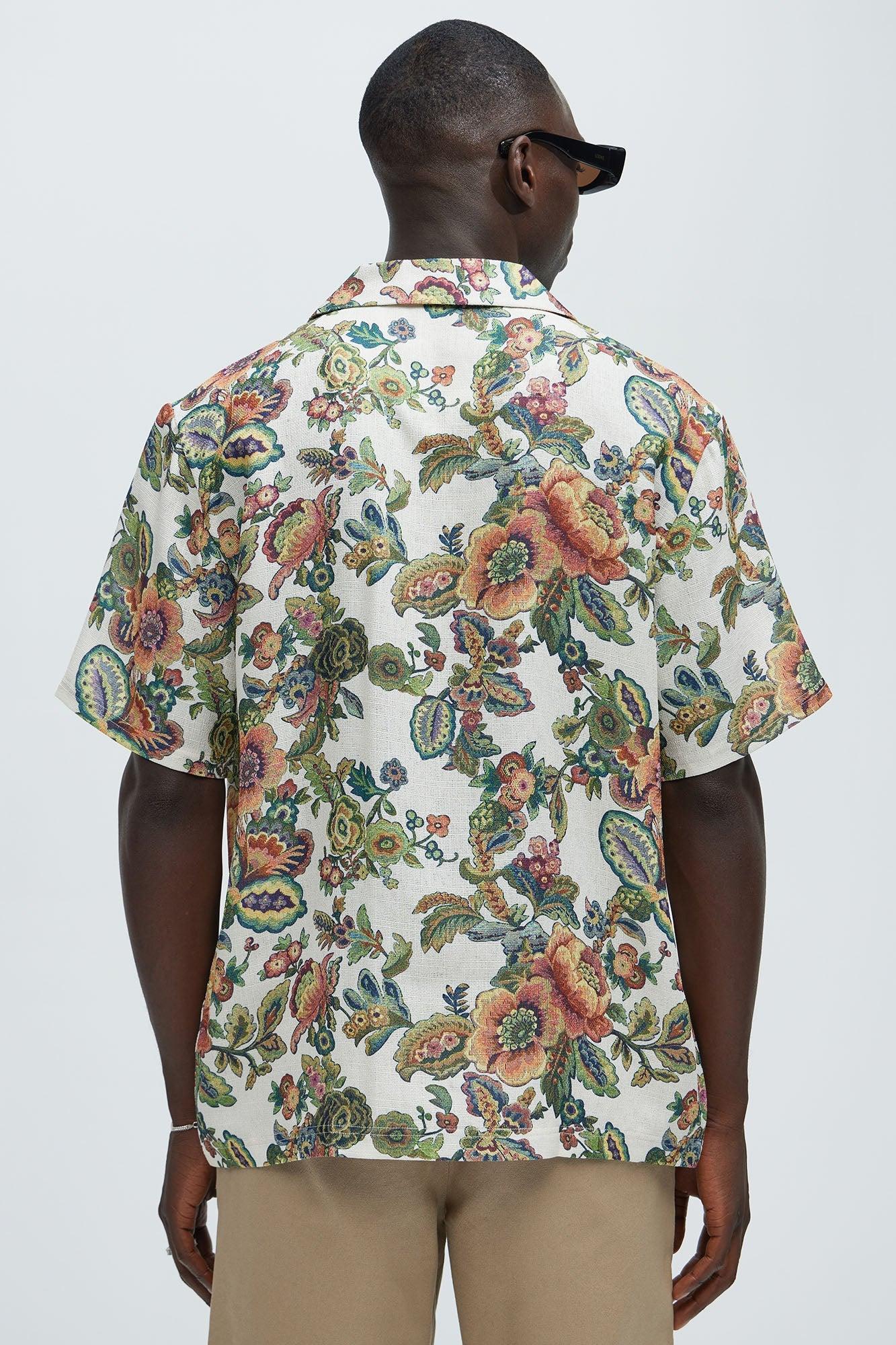 Floral Detail Shirt - Off  White/combo Product Image