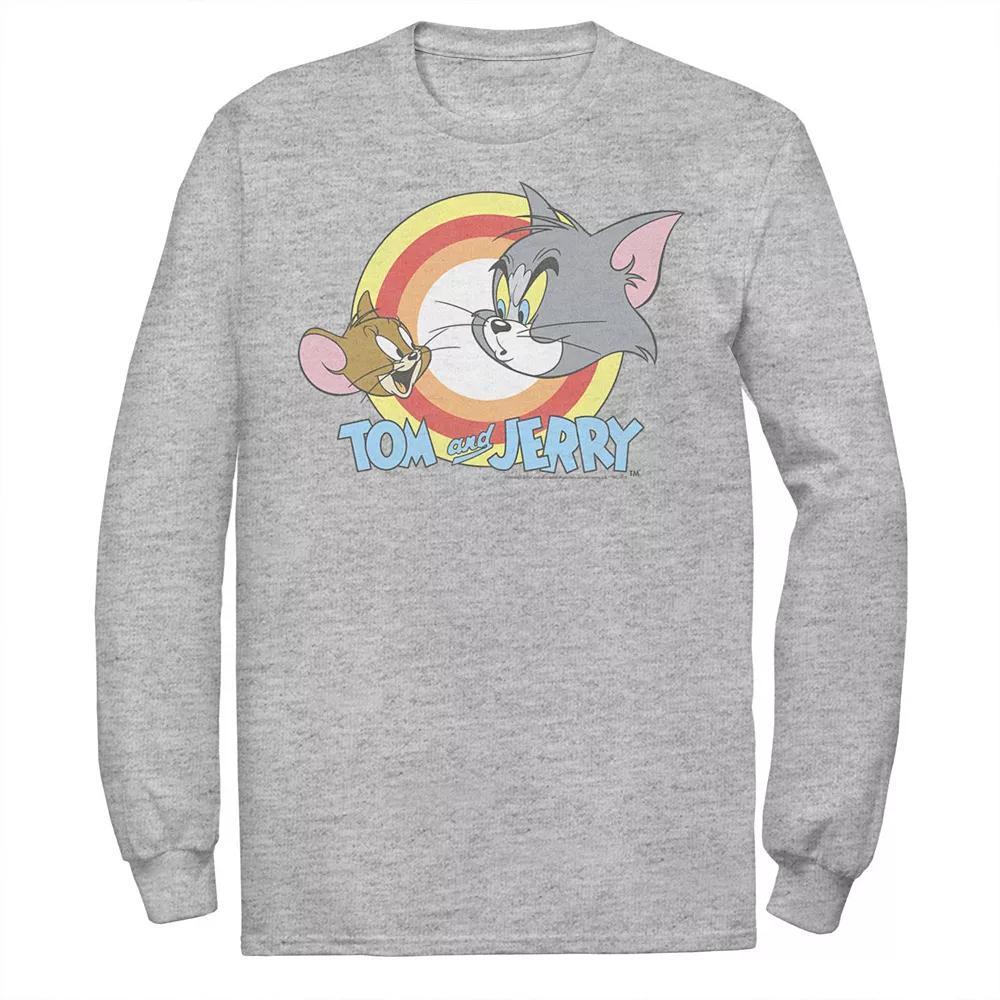 Men's Tom & Jerry Faces And Logo Tee, Size: Medium, Athletic Grey Product Image