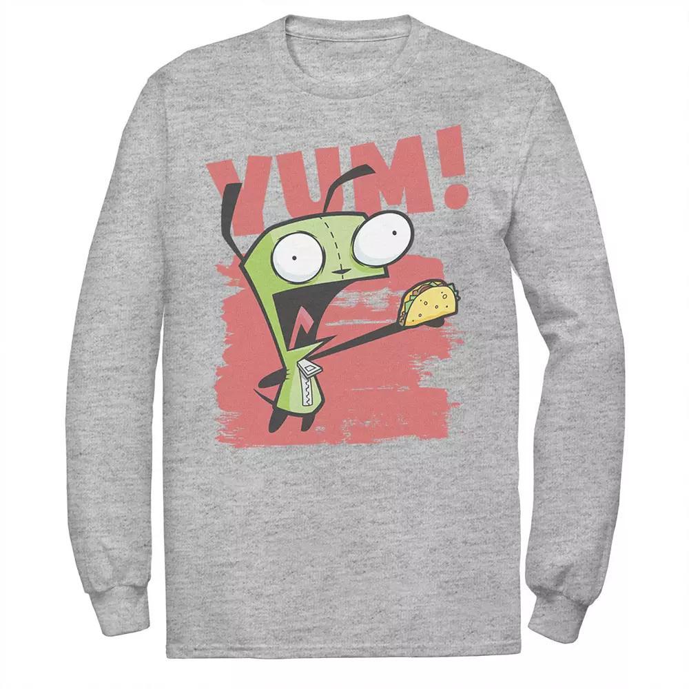 Men's Nickelodeon Invader Zim Gir Screaming Yum! Taco Portrait Long Sleeve Graphic Tee, Size: Small, White Product Image