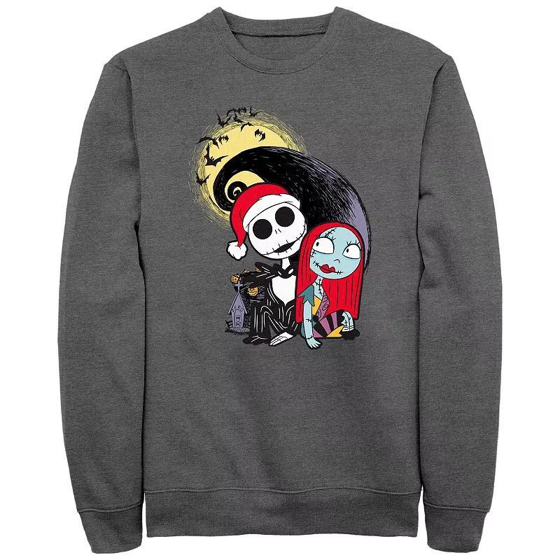 Mens Disney Nightmare Before Christmas Jack Skellington Sally Hill Sweatshirt Grey Heather Product Image