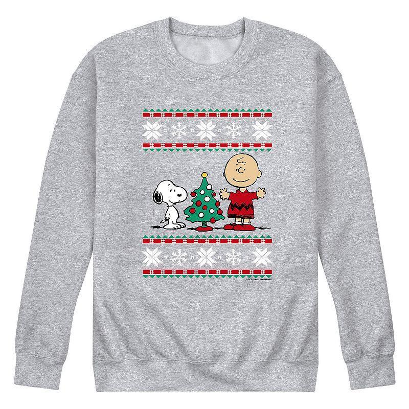 Mens Peanuts Snoopy Charlie Sweatshirt Athletic Grey Product Image