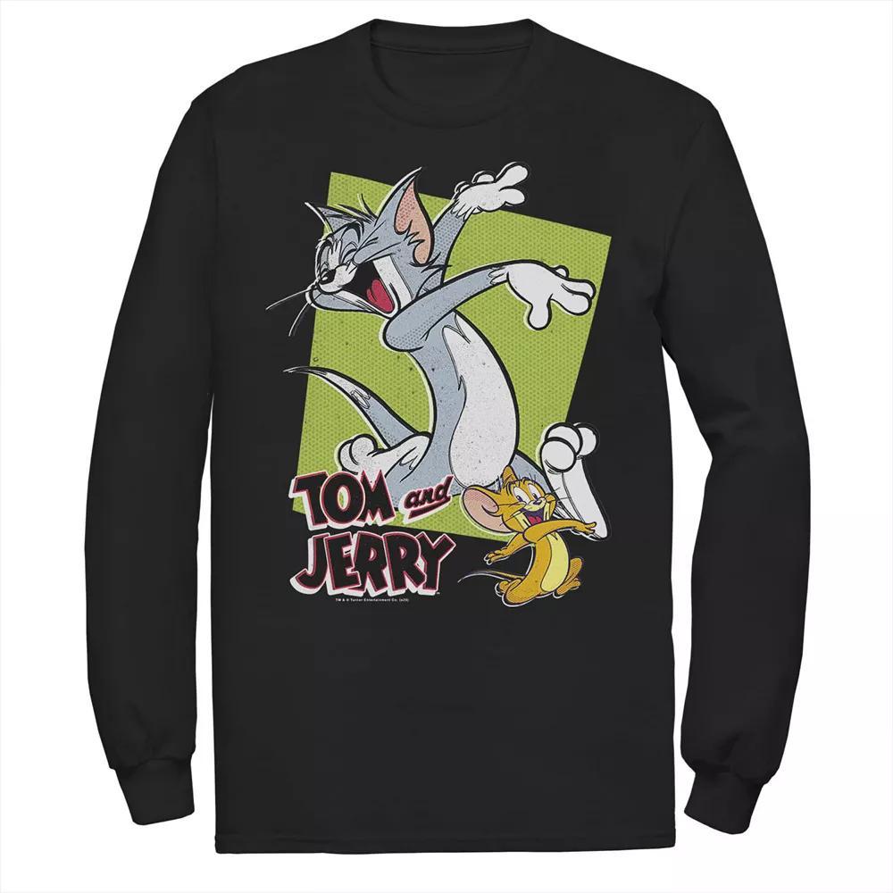 Mens Tom And Jerry Retro Style Green Box Portrait Tee, Men's,  Product Image