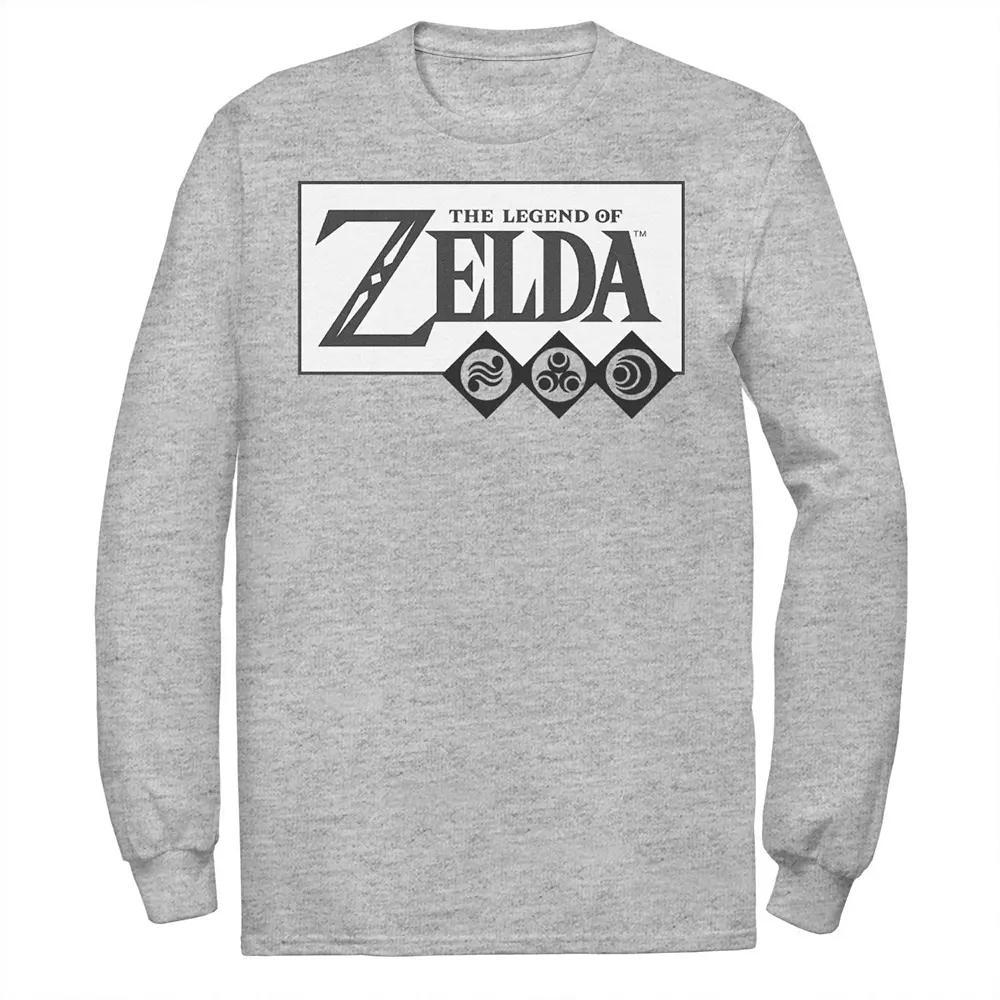 Men's The Legend Of Zelda Elements Logo Long Sleeve Tee, Size: 4XL Tall, Athletic Grey Product Image